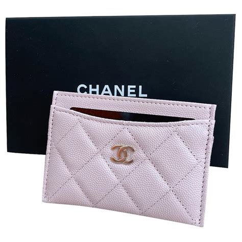 chanel card holder pink